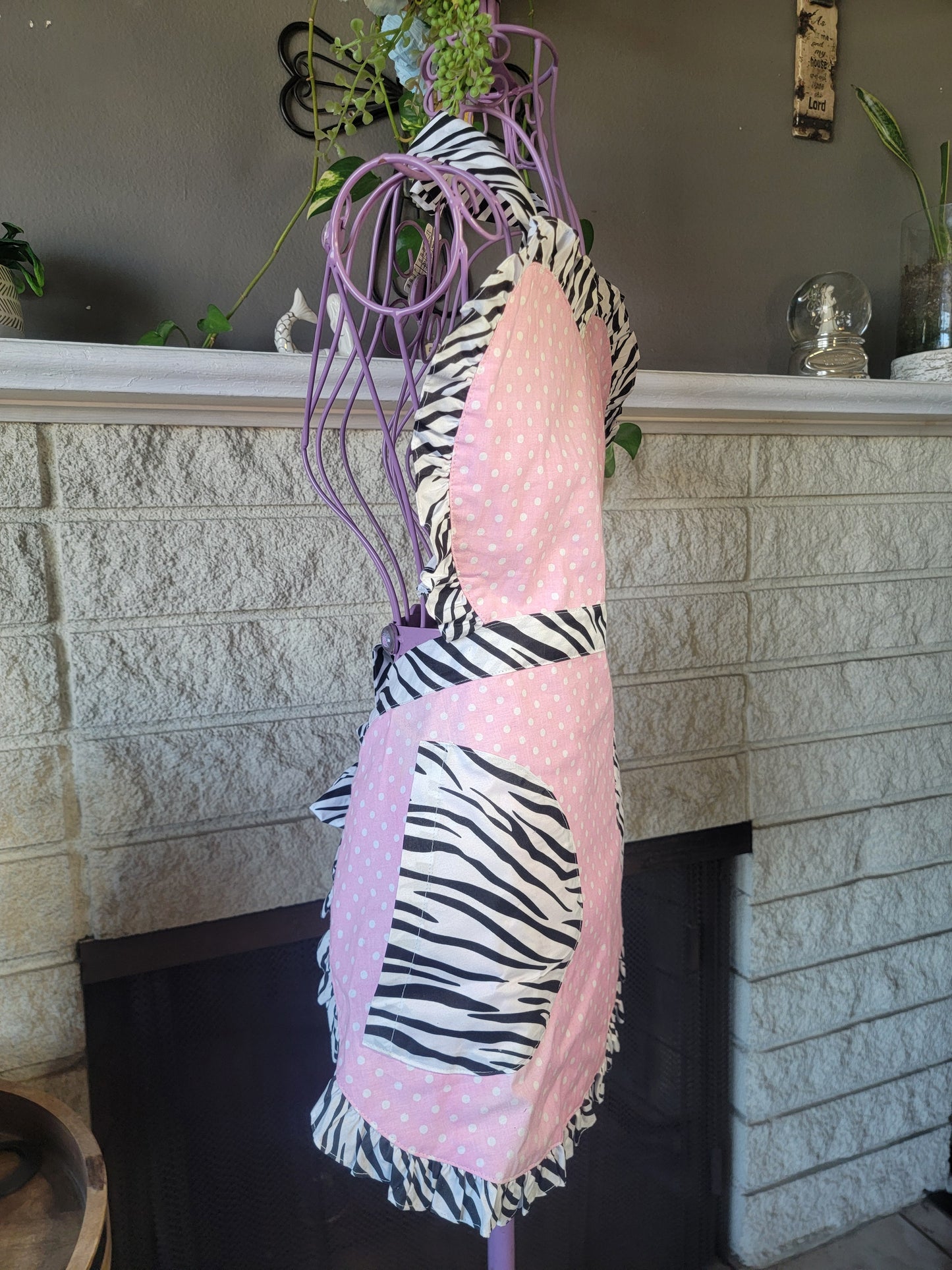 Pink Polka/Zebra Heart Apron