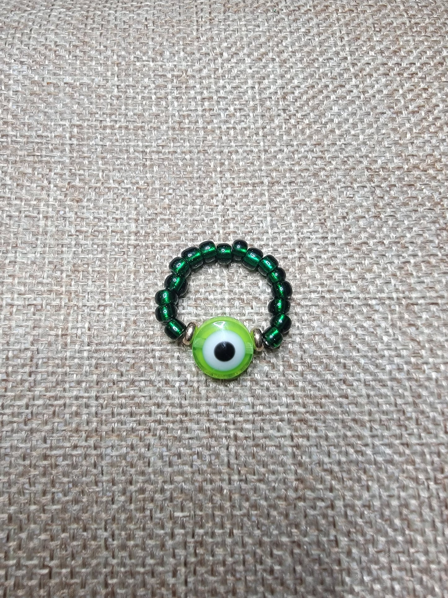 Green Evil Eye Bead Ring