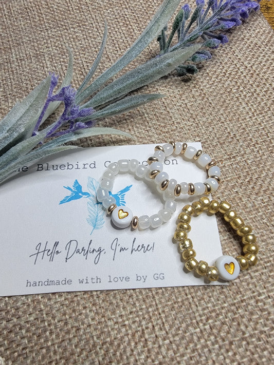 Gold Heart Bead Ring