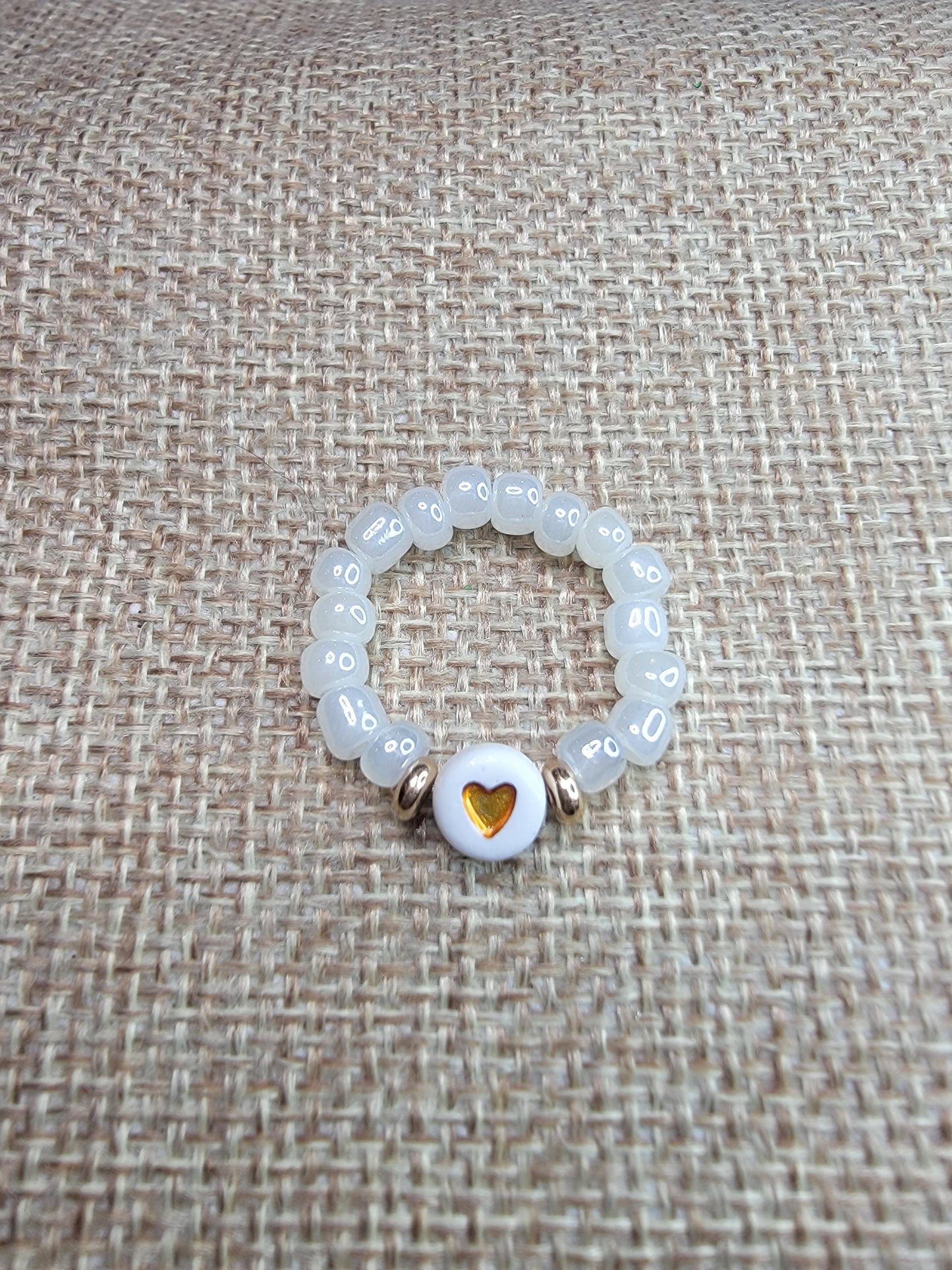 Gold Heart Bead Ring