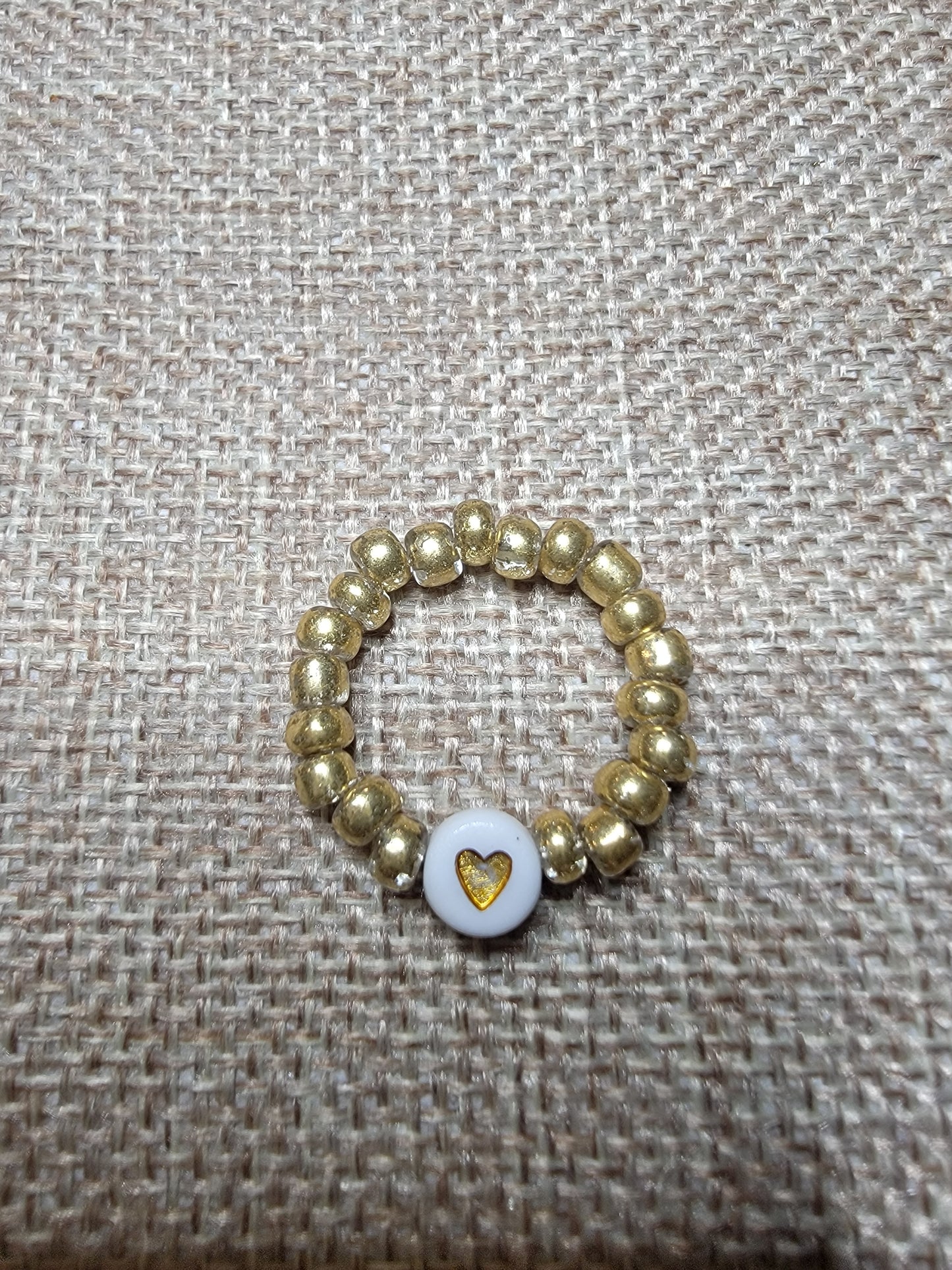 Gold Heart Bead Ring