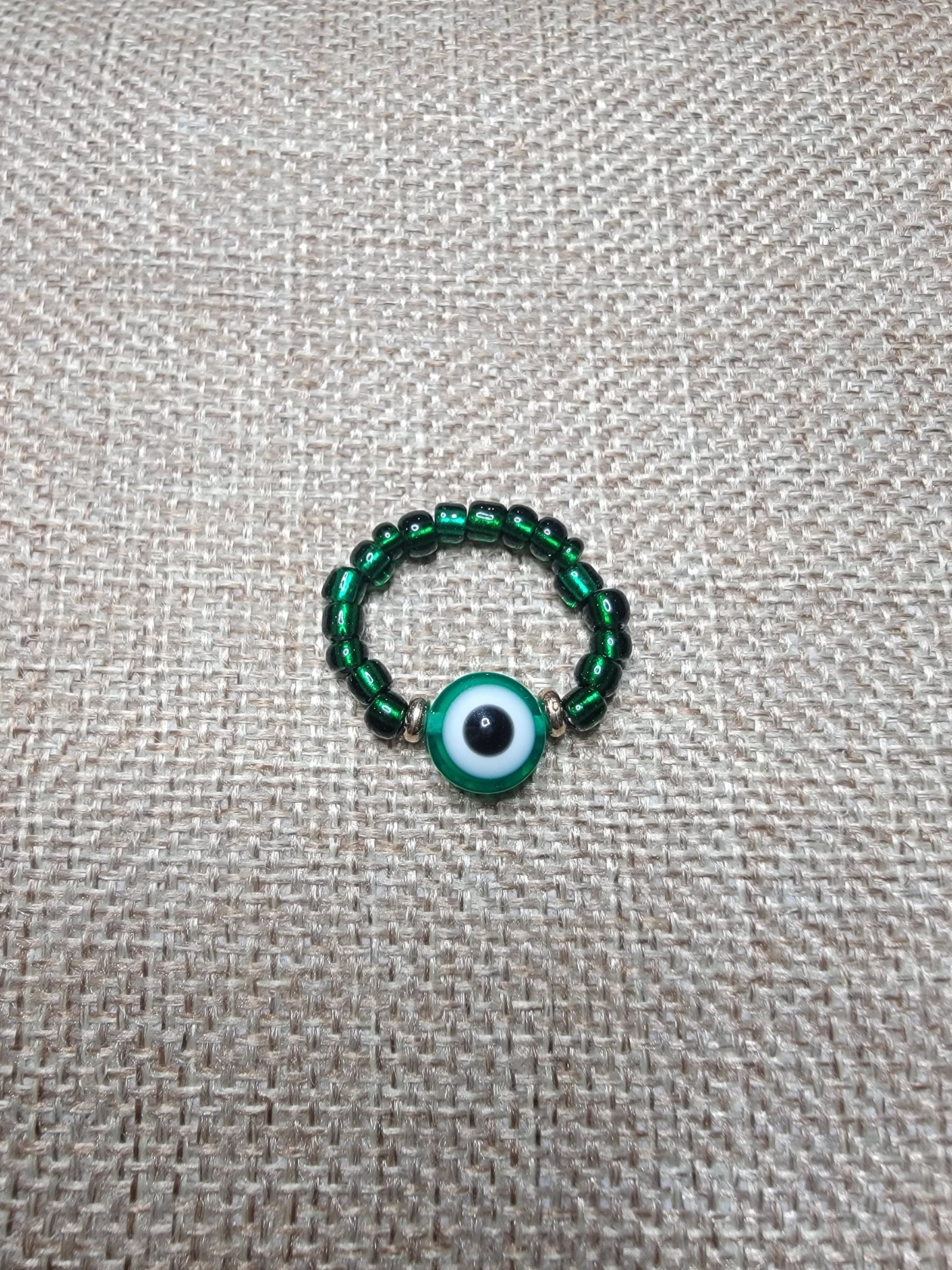 Green Evil Eye Bead Ring